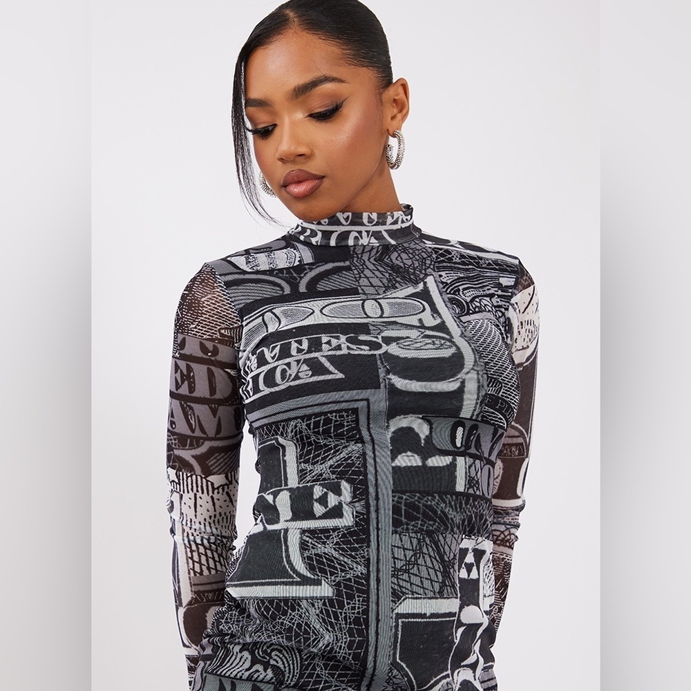 Sheer Money printed top